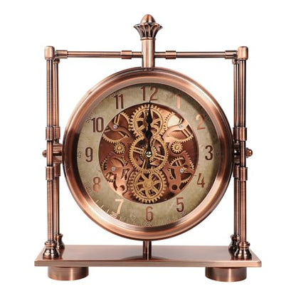 11inch Rosegold Moving Gears Desk Clock Mantle Clock for Living Room Office - color: 11inch Rosegold