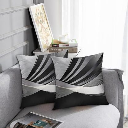 Emvency Throw Pillow Covers Set of 2, 18 x 18 Inch, Abstract Stripes Retro - color: Black and Grey 3, size: 18" x 18" (Pack of 2)