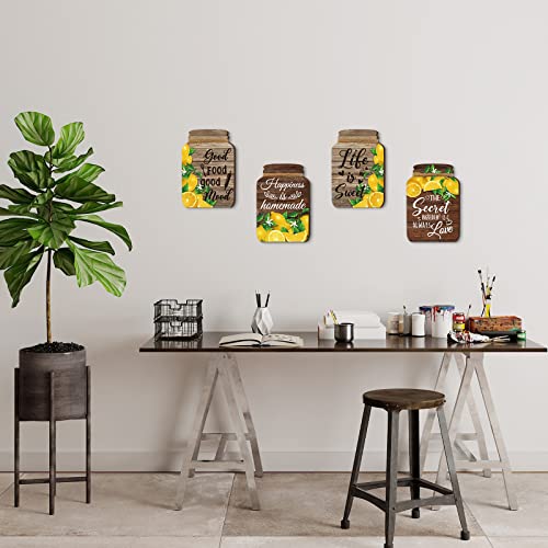 Qunclay 4 Pcs Lemon Sign Kitchen Wall Decor, Inspirational - style: Lemon