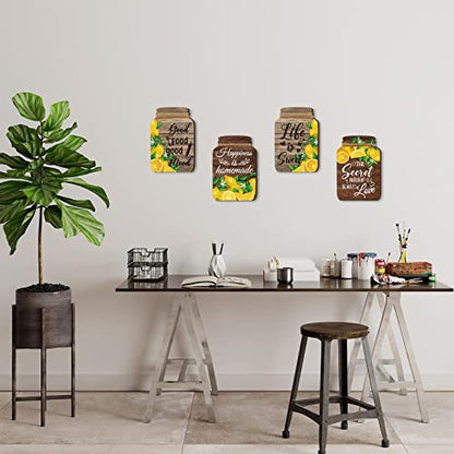 Qunclay 4 Pcs Lemon Sign Kitchen Wall Decor, Inspirational - style: Lemon