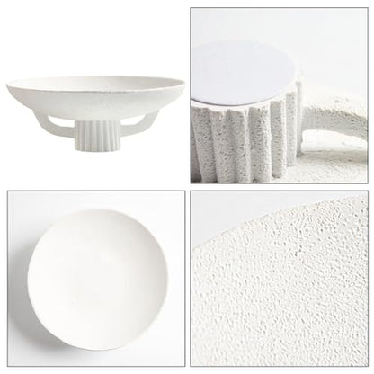White Resin Decorative Bowl for Boho Modern Home Decor, 11.2" Large Elegant Pedestal Kitchen Fruit Bowl/Key Holder/Potpourri for Entryway Table, Coffee Table, Dining Room,Table Centerpiece Bowl