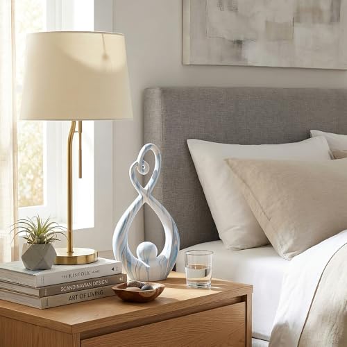 Ceramic Heart Sculpture Home Decor, Blue Modern Statue Shelf Table - color: Blue Marble 11447