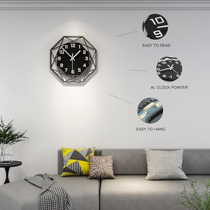 Large Wall Clock for Living Room Decor 16inch Silent Modern Clock - size: 16 inch