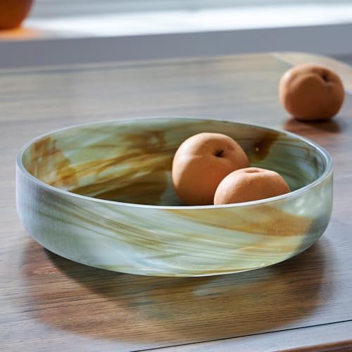 Signature Design by Ashley Large Round Glass Decorative Bowl, Sage Green