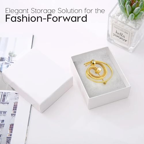 BULK PARADISE 6 Pack Cotton Fill White Cardboard Paper Jewelry Box Gift Size 3.08 x 2.28 x 1.1 Inches Perfect for Small Gifts - color: White