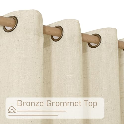 LAMIT Short Linen Window Curtains 30 Inches Long 2 Panels, 34 x 30 Inch - color: Beige, size: 34"W x 30"L (Pack of 2)