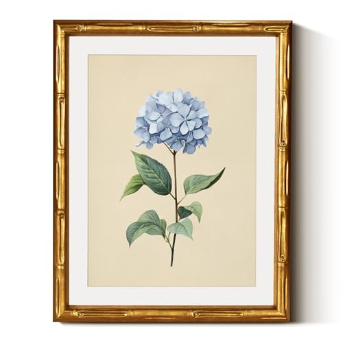 InSimSea Gold Bamboo Framed Wall Art,Vintage Hydrangea Flower Print,11x14In - color: Hydrangea Flower