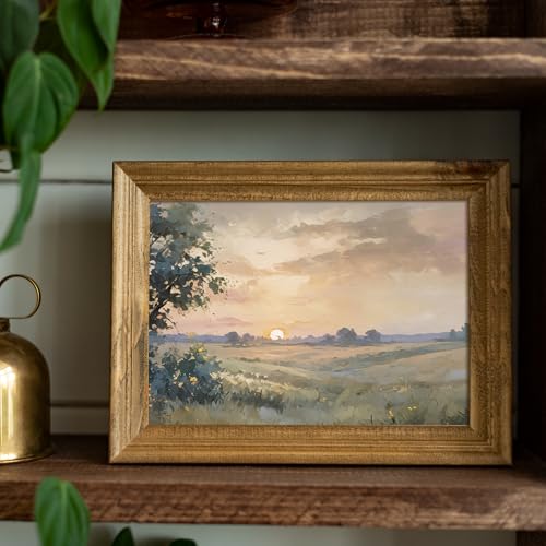 uniro Vintage Fall Sunset Wall Art Decor, Autumn Landscape Watercolor Painting, Muted Scenery Decor, Soft Earthy Country Wall Art - 8x10 Unframed - color: Sun, size: 10"L x 8"W