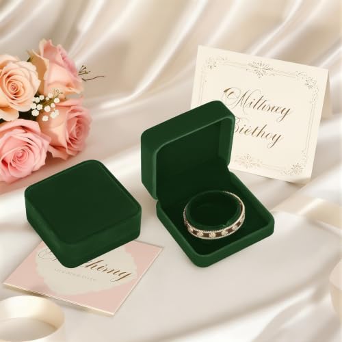 KUKUVR 4 Pcs Velvet Bracelet Gift Box, Jewelry Storage Holder Case for Bangle Anklet beaded bracelet Birthday Anniversary, Gift for Women (Green) - color: Green