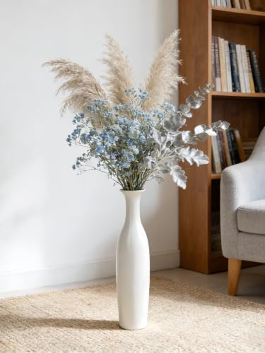 White Tall Ceramic Floor Vase, 19.7 Inch, Flared Rim Design