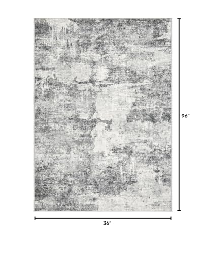 DMOYEST 3x8 Washable Runner Rug for Hallway Abstract Soft Carpet Runner - color: Grey, size: 3' x 8' (Runner)