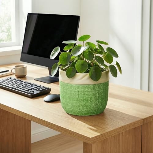 8 Inch Plant Pot, Ceramic Pots for Plants, Round Flower Pots, Green - color: Green, size: 8 Inch