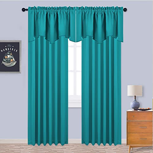 NICETOWN 2 Panels Peacock Teal Kitchen Valances for Window, 42W x 18L - color: Peacock Teal, size: 42"W x 18"L (Pack of 2)
