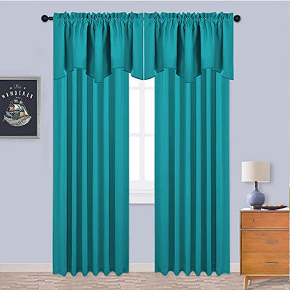 NICETOWN 2 Panels Peacock Teal Kitchen Valances for Window, 42W x 18L - color: Peacock Teal, size: 42"W x 18"L (Pack of 2)