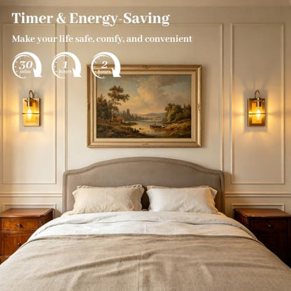 Gold Wall Sconces Battery Operated Set Of 2, Rechargeable Wall Lights - color: Gold Light Wood, size: 3 Color