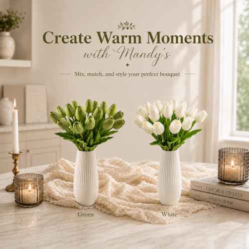 Mandy's 20 Stems Green Artificial Tulip Flowers for Home Centerpieces - color: Green