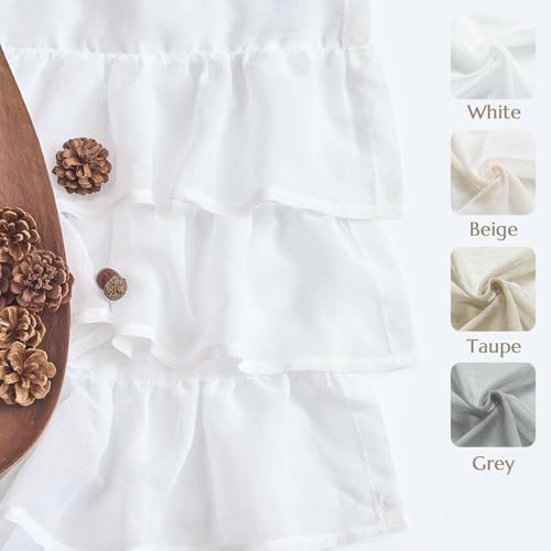 jinchan Ruffled Valance Curtain Shabbychic Farmhouse 18 Inch 1 Panel White - color: *Breeze White