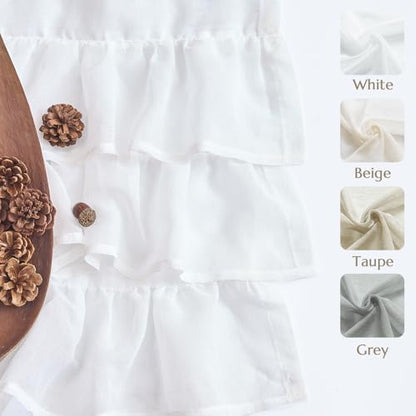 jinchan Ruffled Valance Curtain Shabbychic Farmhouse 18 Inch 1 Panel White - color: *Breeze White