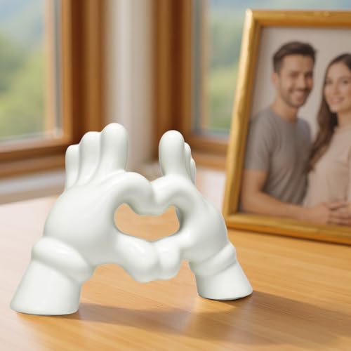 Zerzsy Heart Hands Sculpture Figurine, Black & White, Set of 2 - color: Black White-heart Hands