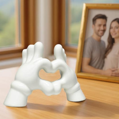 Zerzsy Heart Hands Sculpture Figurine, Black & White, Set of 2 - color: Black White-heart Hands