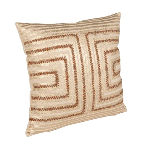 Creative Co-Op Gold Foil Embroidered Geometric Cotton Square Pillow, Multicolor Finish