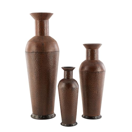 Deco 79 Metal Decorative Floor Vases, Set of 3, 50", 35", 26"H, Dark Brown - color: Dark Brown, size: 50", 35", 26"H