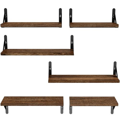 Amada Solid Paulownia Wood Wall Shelves, Medium Size, 6 Pcs, Brown - color: Brown, size: Medium
