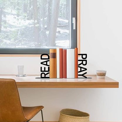 Charming Read and Pray Decorative Bookends - Unique and Cute Bookends for Shelves, Unique and Decorative Book Ends