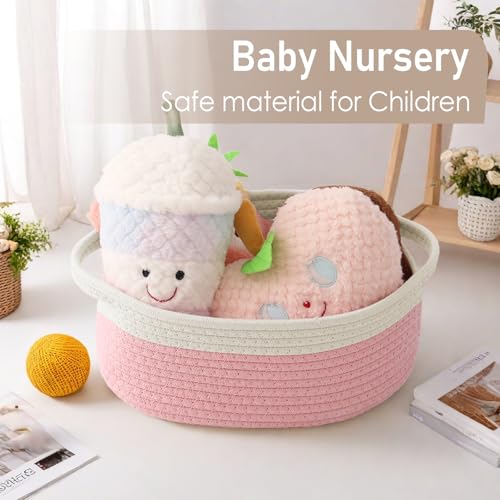 JMvicyroam Small Woven Basket, Empty Gift Basket, White&Pink/1 Pack - color: White&Pink, size: 1 Pack