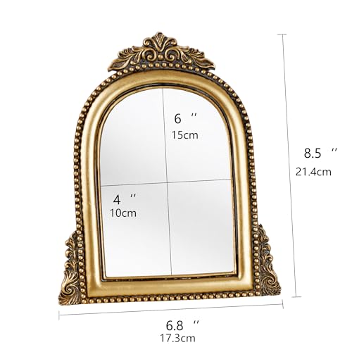 4x6 Ornate Arched Picture Frames,Vintage Gold Hand-Crafted Resin Photo Frame with Easel for Tabletop & Wall - size: 4x6