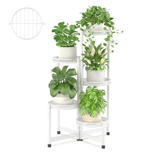 iDavosic.ly Plant Stand Indoor Outdoor, 5 Tier Iron Corner Shelf, White - color: ['Black', 'White'], size: 5 Tiers