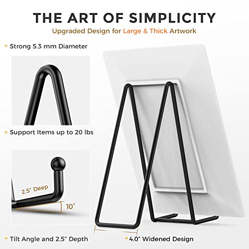 TR-LIFE 10 Inch Large Plate Stands for Display - Metal Plate Holder Display Stand + Picture Frame Holder Stand + Small Easels for Decorative Platter, Book, Plaques, Photo, Tabletop Art (2 Pack) - size: 10 Inch