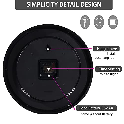 12 In Wall Clock,Analog,Silent Non Ticking,Battery Operated,Easy Read,Large - color: Black/White 12, size: 12"