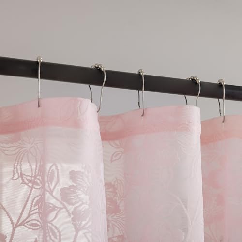 Pink Floral Lace Stall Shower Curtain with Valance 36x72 Inch 1 Panel - color: Pink, size: 36"W x 72"L (Pack of 1)