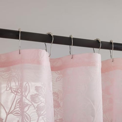 Pink Floral Lace Stall Shower Curtain with Valance 36x72 Inch 1 Panel - color: Pink, size: 36"W x 72"L (Pack of 1)