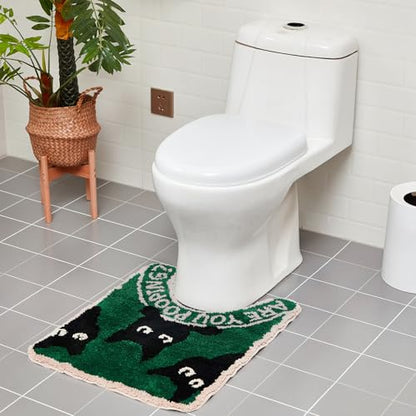 Drydiet U Shaped Toilet Rug Washable Cute Bath Mat 24x20,Black Cat - style: Black Cat