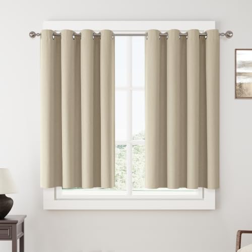 ChrisDowa Natural Blackout Curtains 45 Inches Long 2 Panels for Bedroom - color: Natural Linen, size: 52"W x 45"L (Pack of 2)