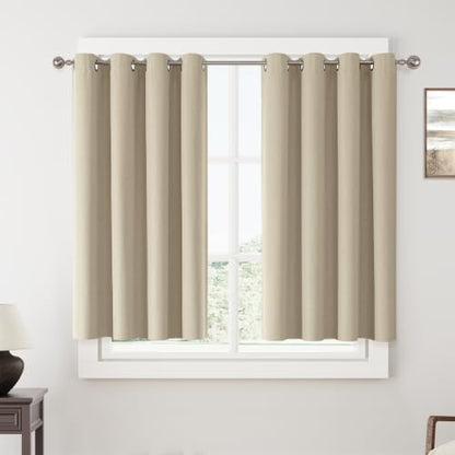 ChrisDowa Natural Blackout Curtains 45 Inches Long 2 Panels for Bedroom - color: Natural Linen, size: 52"W x 45"L (Pack of 2)