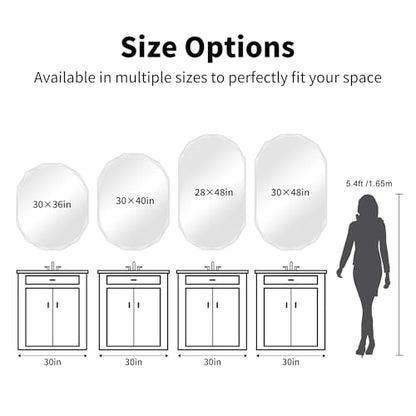 GLASHOM Frameless Mirrors for Bathroom 30x40 inch - size: 30"L x 40"W