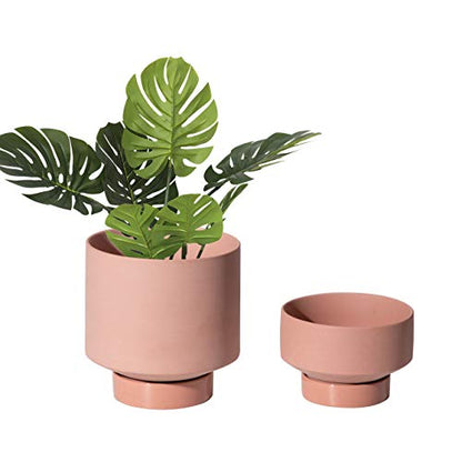 UBEE Terracotta Plant Pots for Plants Ceramic Indoor Flower Planter Pot 5.43 Inches + 4.61 Inches Succulents Pot with Drainage Hole Saucer Set of 2 - color: Terracotta