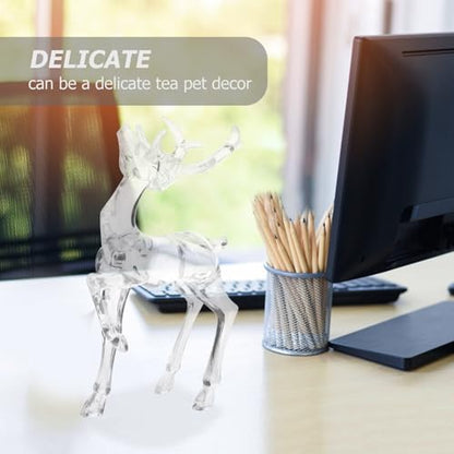 HOMSFOU 2pcs Tabletop Reindeer Decor Christmas Elk Figurines for Holiday Party for Home and Office Decoration Unique Window Display Deer Statues (Pack of 2) - size: 18.50X12.00X4.00CM (Pack of 2)