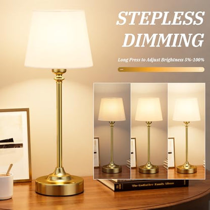 Kakanuo Gold Cordless Table Lamp with Rechargeable Battery, 1 Pack - color: White - Gold