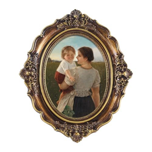FOLKOR Classical Portrait Framed Wall Art, Joy of Motherhood Scene in 5x7 Oval Picture Frame for Living Room Bedroom, Gift for New Mom Mother's Day - color: Joy of Motherhood, size: 5x7"