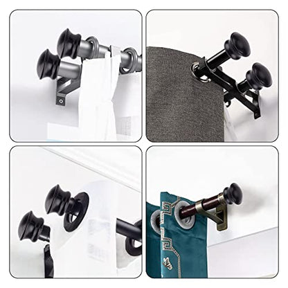 GORGECRAFT 4PCS 1x1 Black Drapery Round Curtain Rod Finials Roman Shower Curtain Rods with Screws Plastic Small Mushroom Shape Replacement Decorative Mini Head Caps for 5/8 Inch Dia Rod M5 Thread Dia