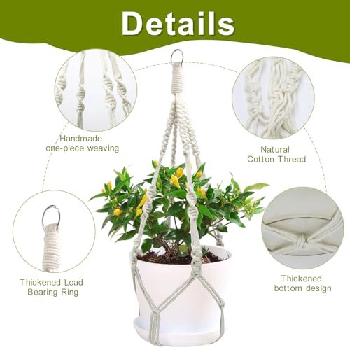 Macrame Plant Hangers, 20 inch Plant Hangers Indoor, Short No Tassels - size: 20inch
