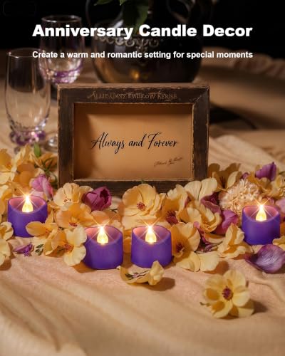 Homemory 50-Pack Purple Flameless Battery Tea Light Candles, 200+ Hours - color: Purple, size: Pack of 50