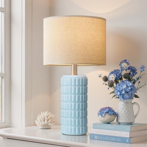 Seealle 23" Modern Ceramic Table Lamps, Lamps for Bedroom, Sky Blue - color: Sky Blue