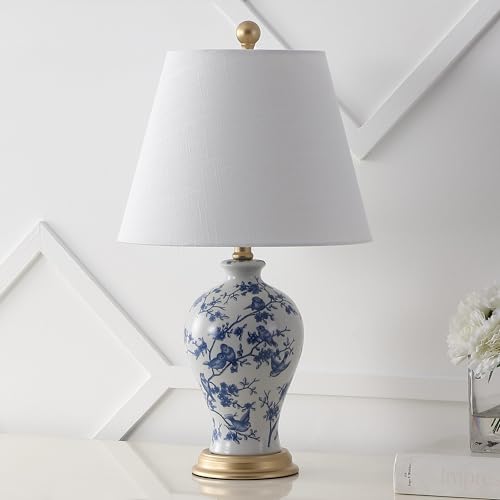 JONATHAN Y Grace 24" French Country Floral Urn Ceramic Lamp, Blue/White - color: Blue/White