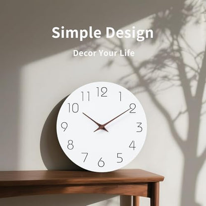 Mosewa Wall Clock 10" Silent Non-Ticking Battery Operated Modern Simple - color: A_white, size: 10 Inch