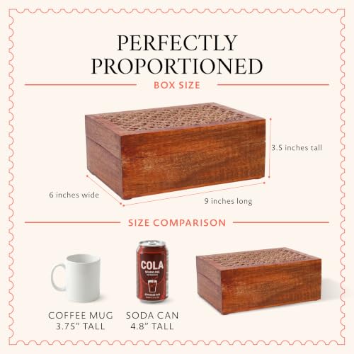 Mela Artisans Trellis Mango Wood Storage Box - Medium Burnt, 9x6 in - color: Medium Polish, size: Large